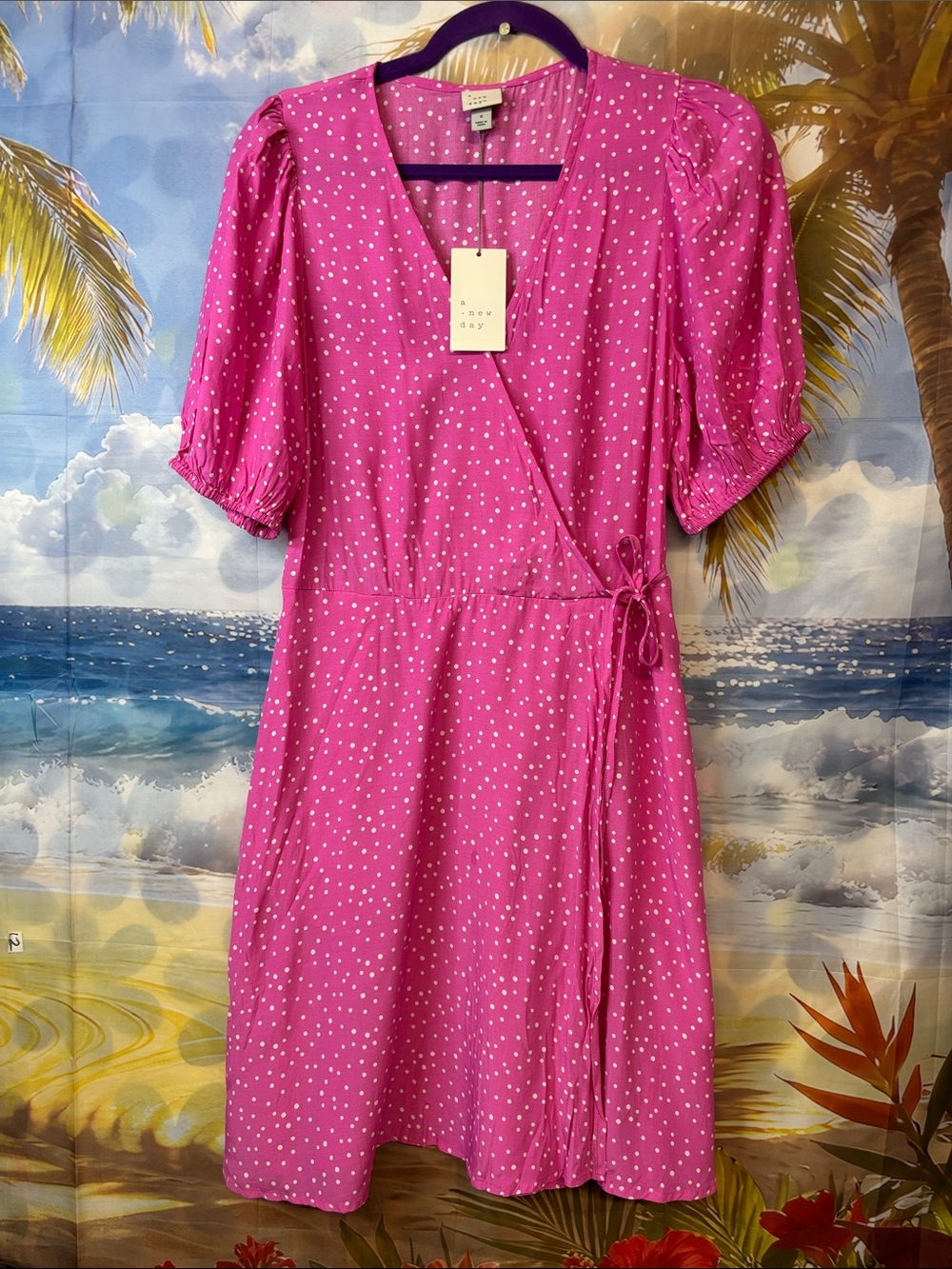 A.New.Day pink polka dot midi dress